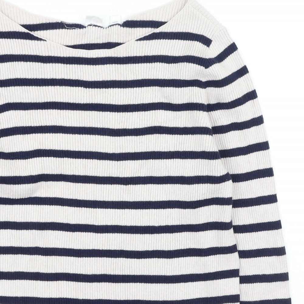 Gap Womens Pink Scoop Neck Striped Cotton Pullover Jumper Size M