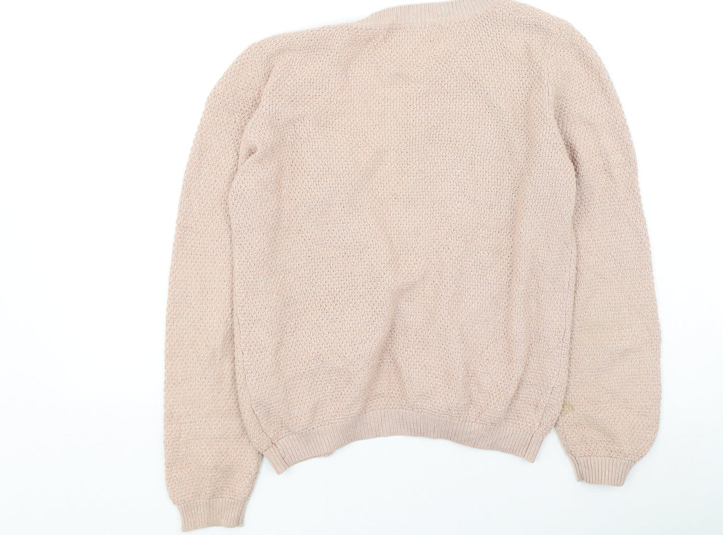 savida Womens Pink Round Neck Cotton Cardigan Jumper Size S