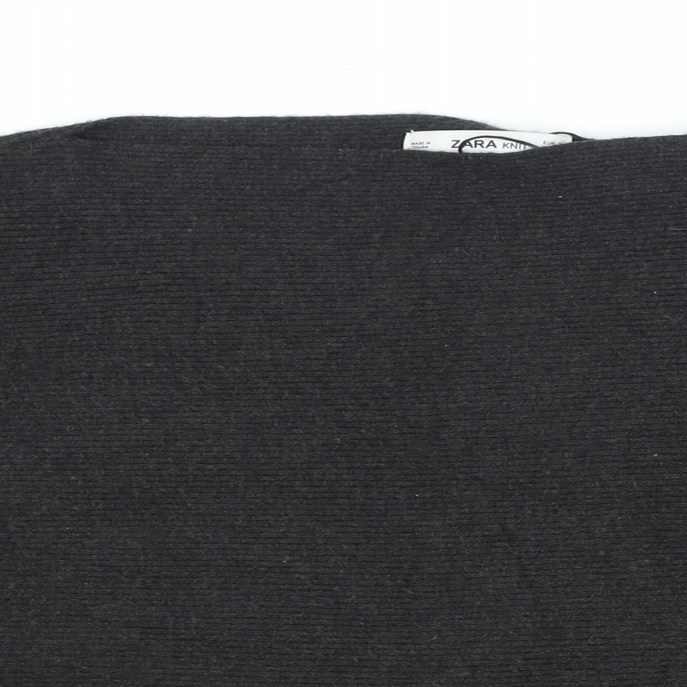 Zara Womens Grey Scoop Neck Viscose Pullover Jumper Size M