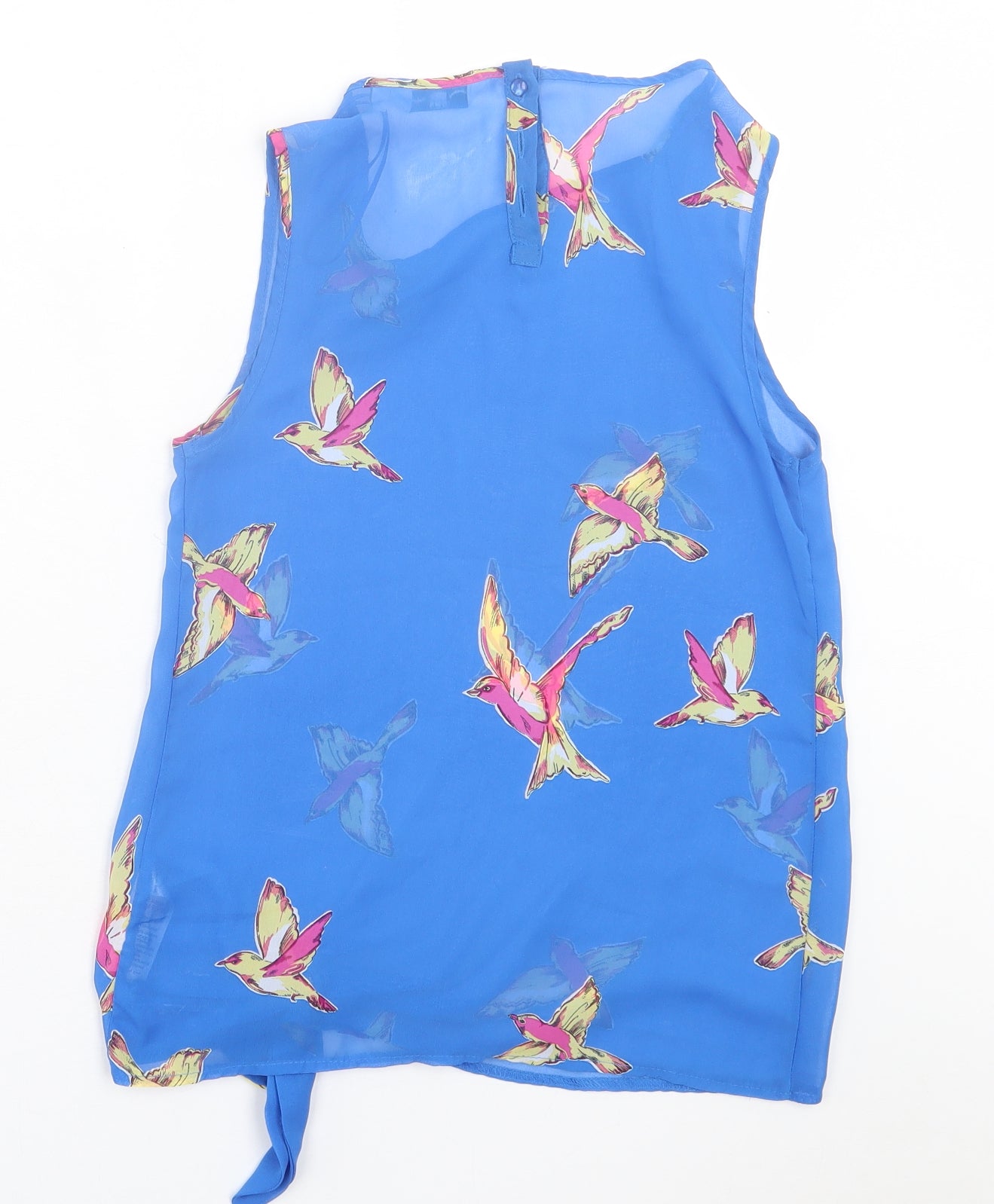 New Look Womens Blue Floral Polyester Basic Tank Size 8 Crew Neck