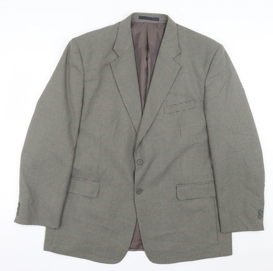 Savatini Mens Green Houndstooth Polyester Jacket Suit Jacket Size 44