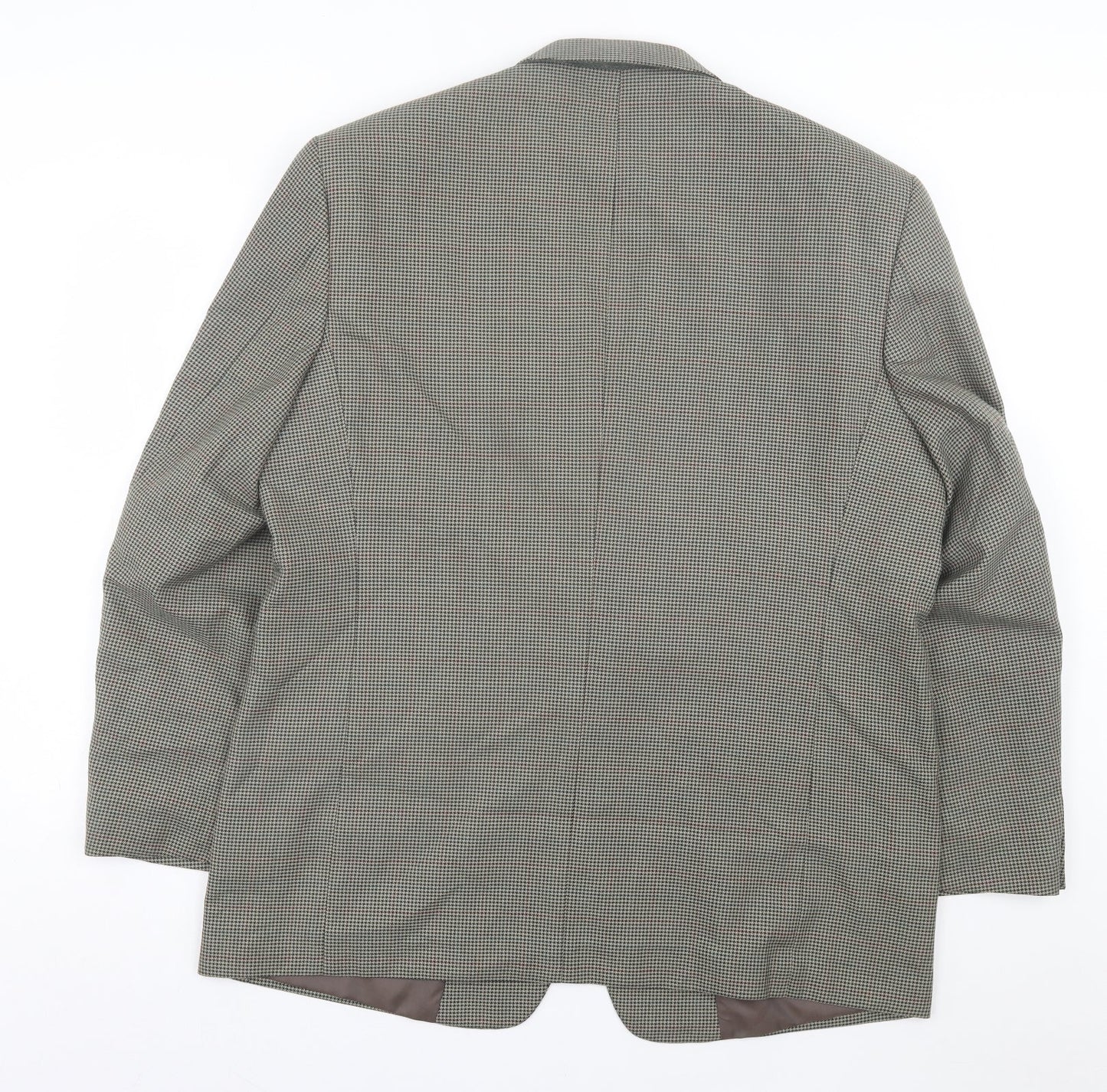 Savatini Mens Green Houndstooth Polyester Jacket Suit Jacket Size 44