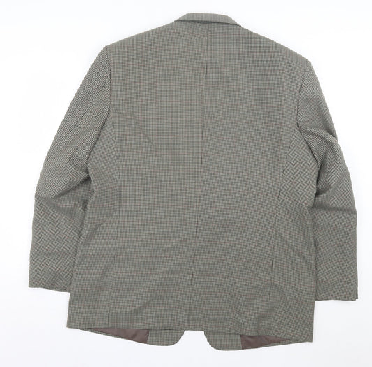 Savatini Mens Green Houndstooth Polyester Jacket Suit Jacket Size 44