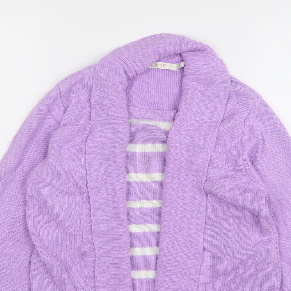 EWM Womens Pink Round Neck Striped Acrylic Pullover Jumper Size 10