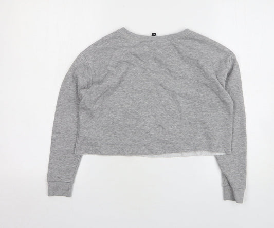New Look Girls Grey Cotton Pullover Sweatshirt Size 10-11 Years - Cropped