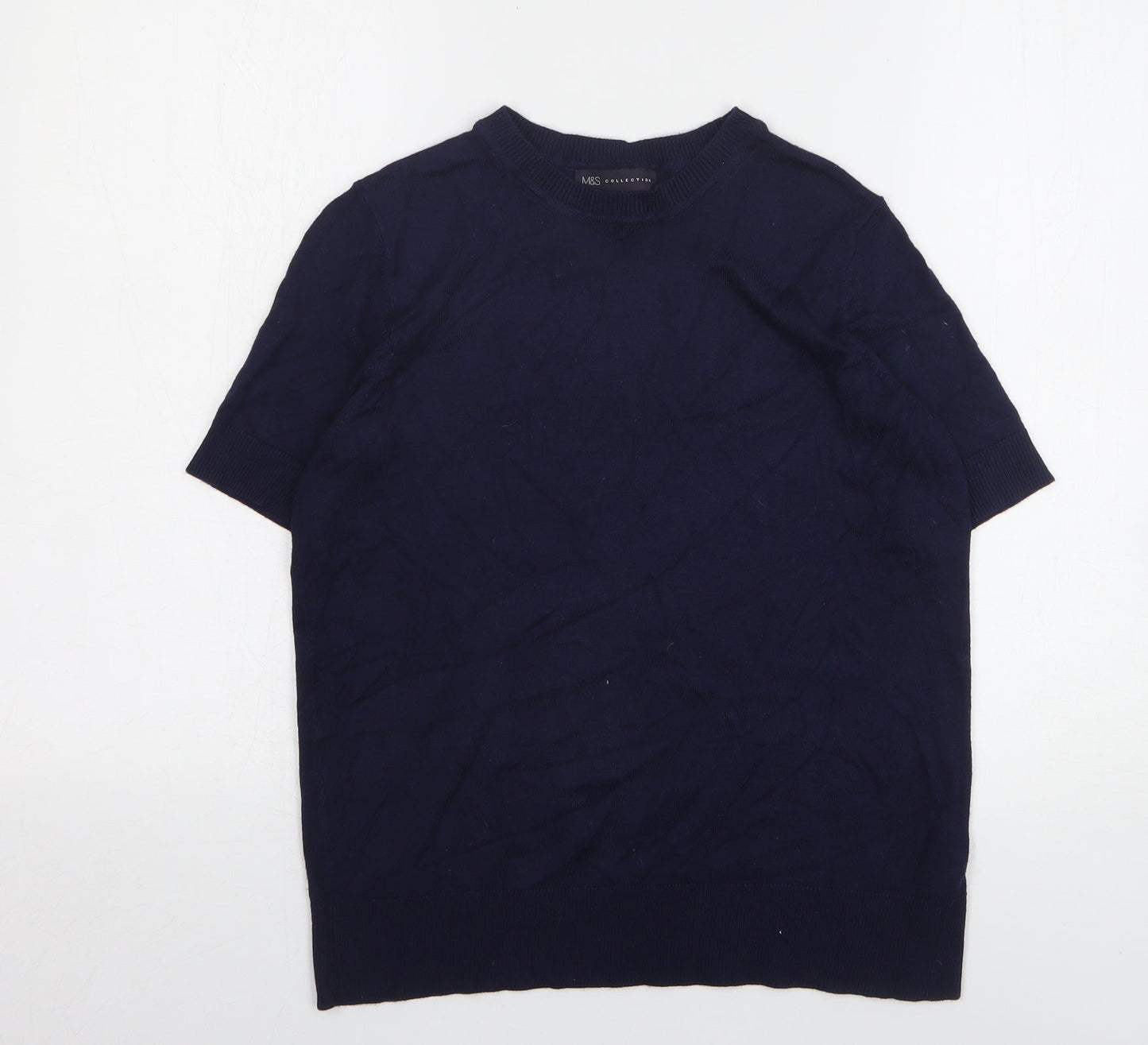 Marks and Spencer Womens Blue Round Neck Viscose Pullover Jumper Size 10