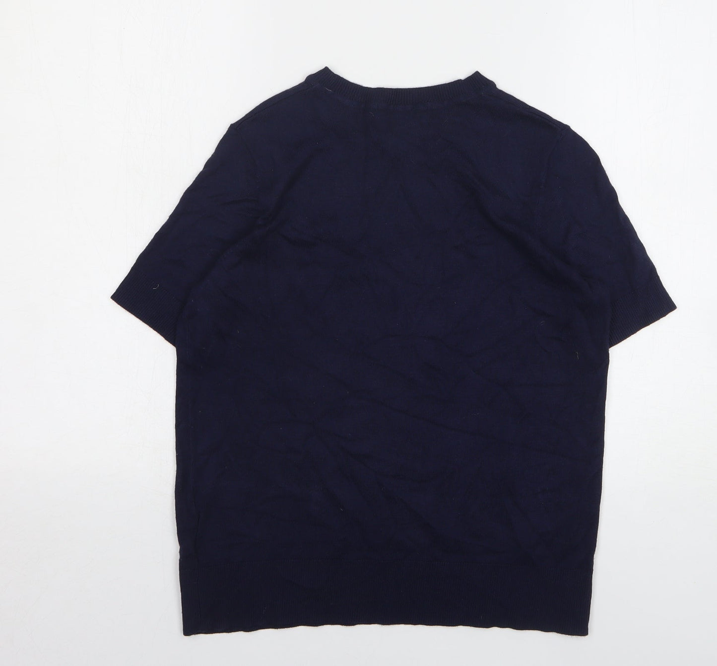 Marks and Spencer Womens Blue Round Neck Viscose Pullover Jumper Size 10