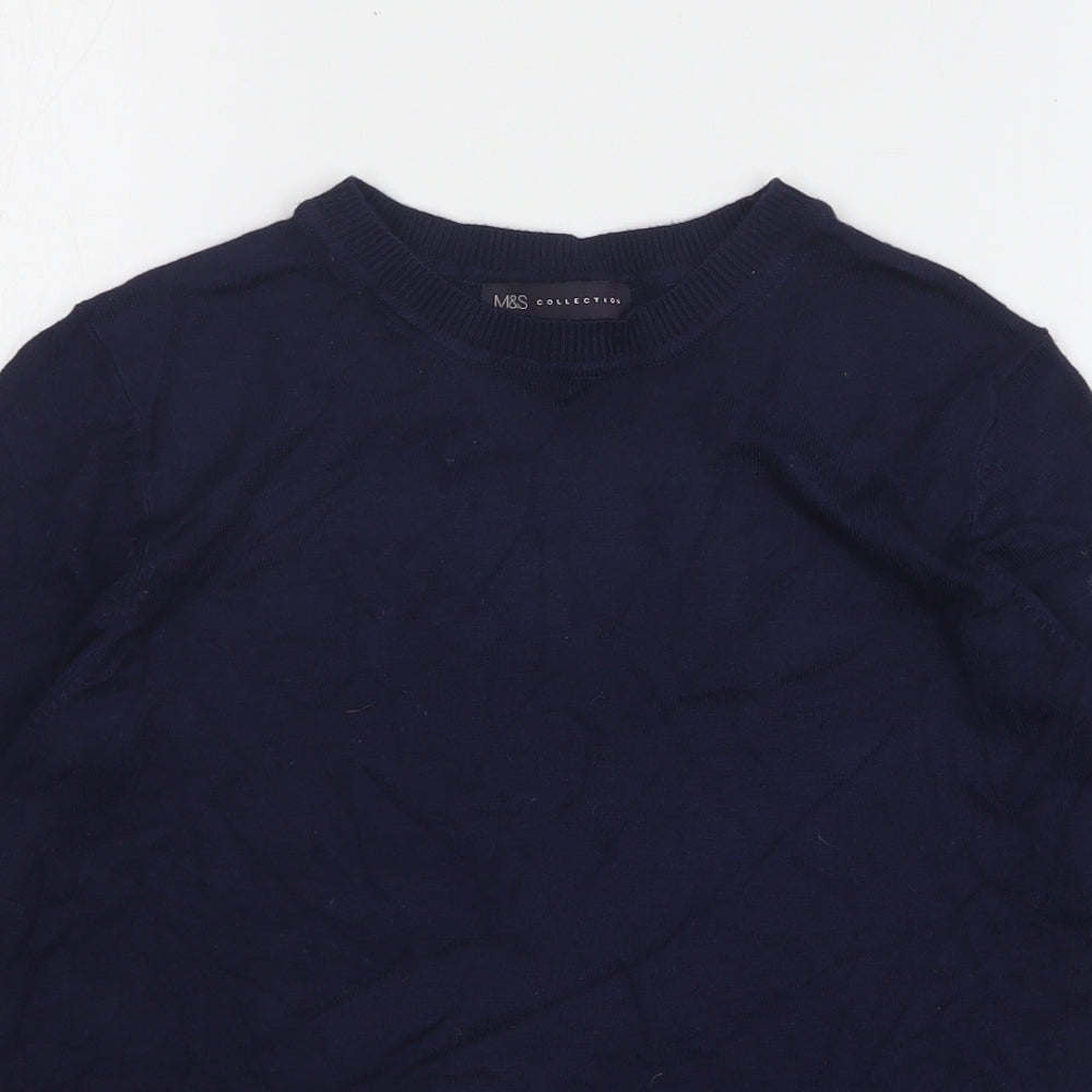 Marks and Spencer Womens Blue Round Neck Viscose Pullover Jumper Size 10
