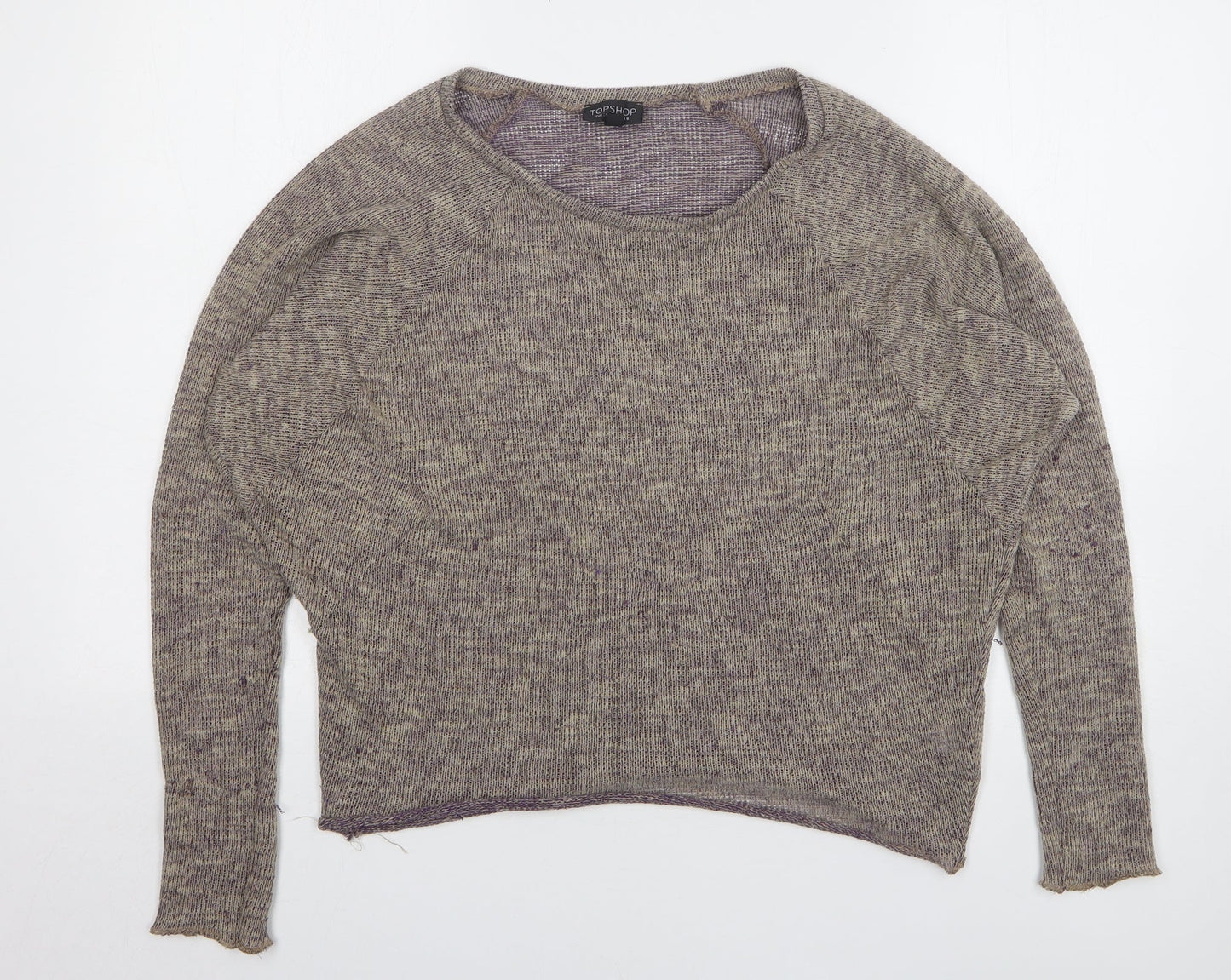 Topshop Womens Brown Round Neck Polyester Pullover Jumper Size 8