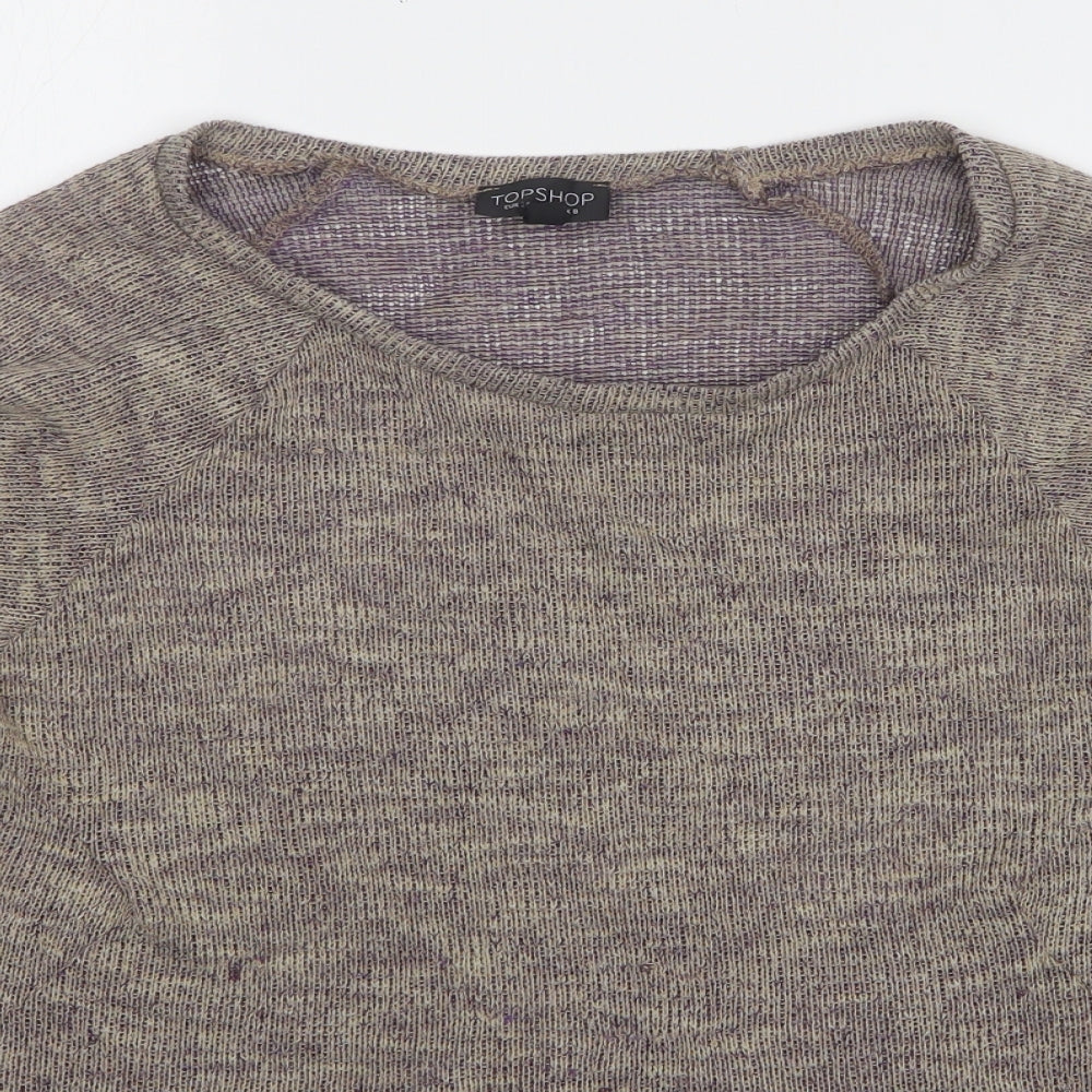 Topshop Womens Brown Round Neck Polyester Pullover Jumper Size 8