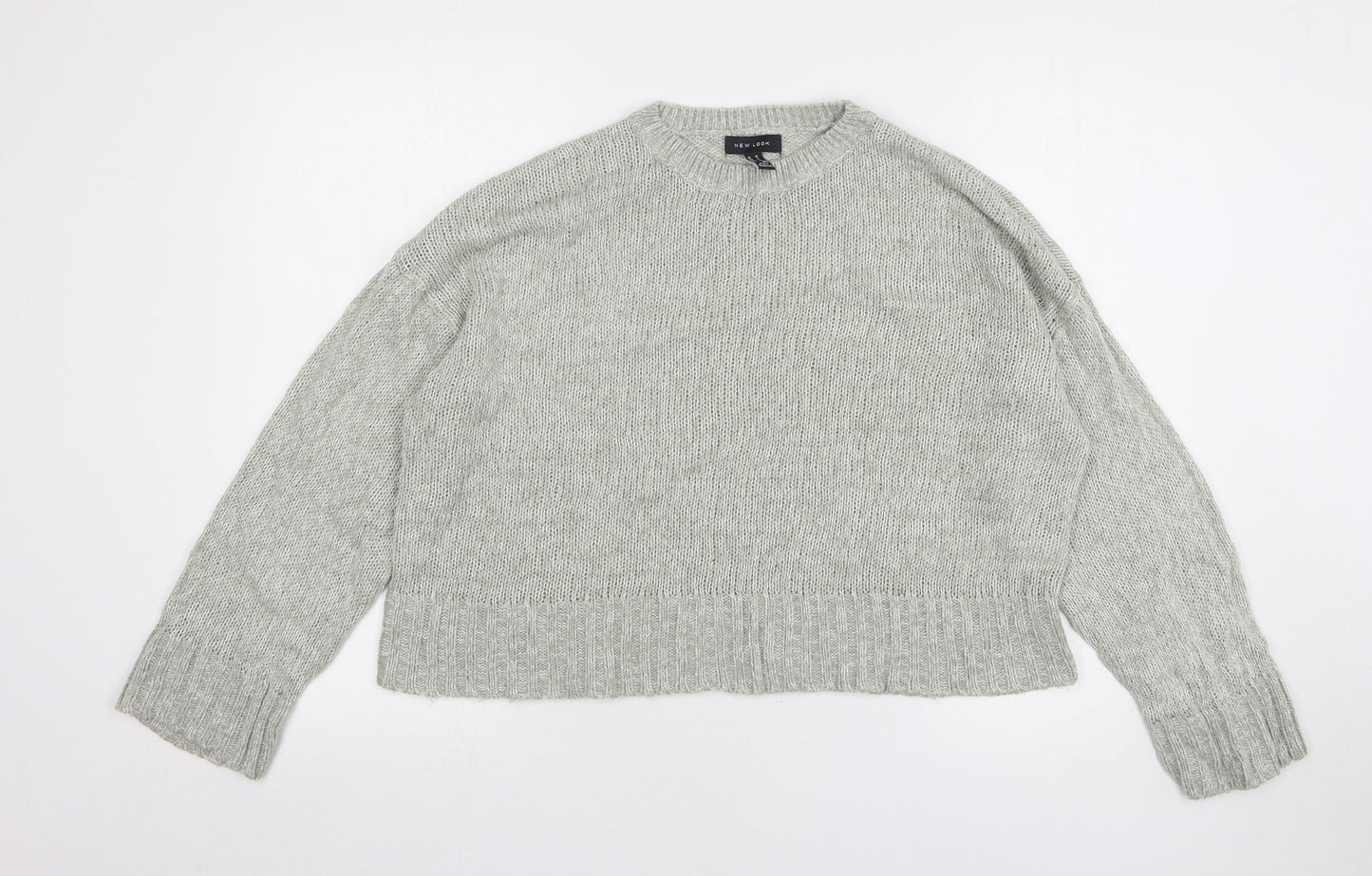 New Look Womens Grey Round Neck Acrylic Pullover Jumper Size M