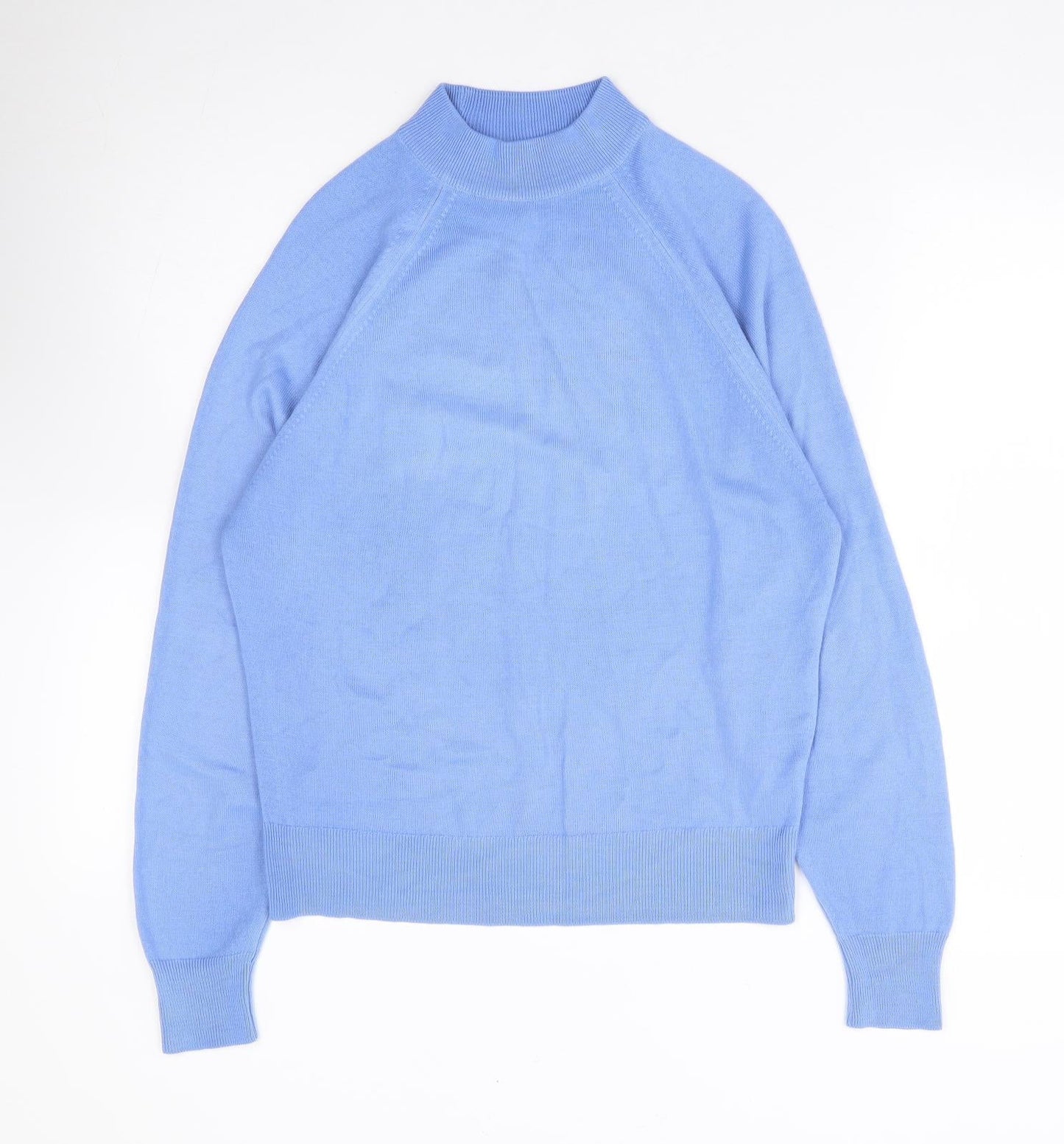 Littlewoods Womens Blue High Neck Acrylic Pullover Jumper Size 12