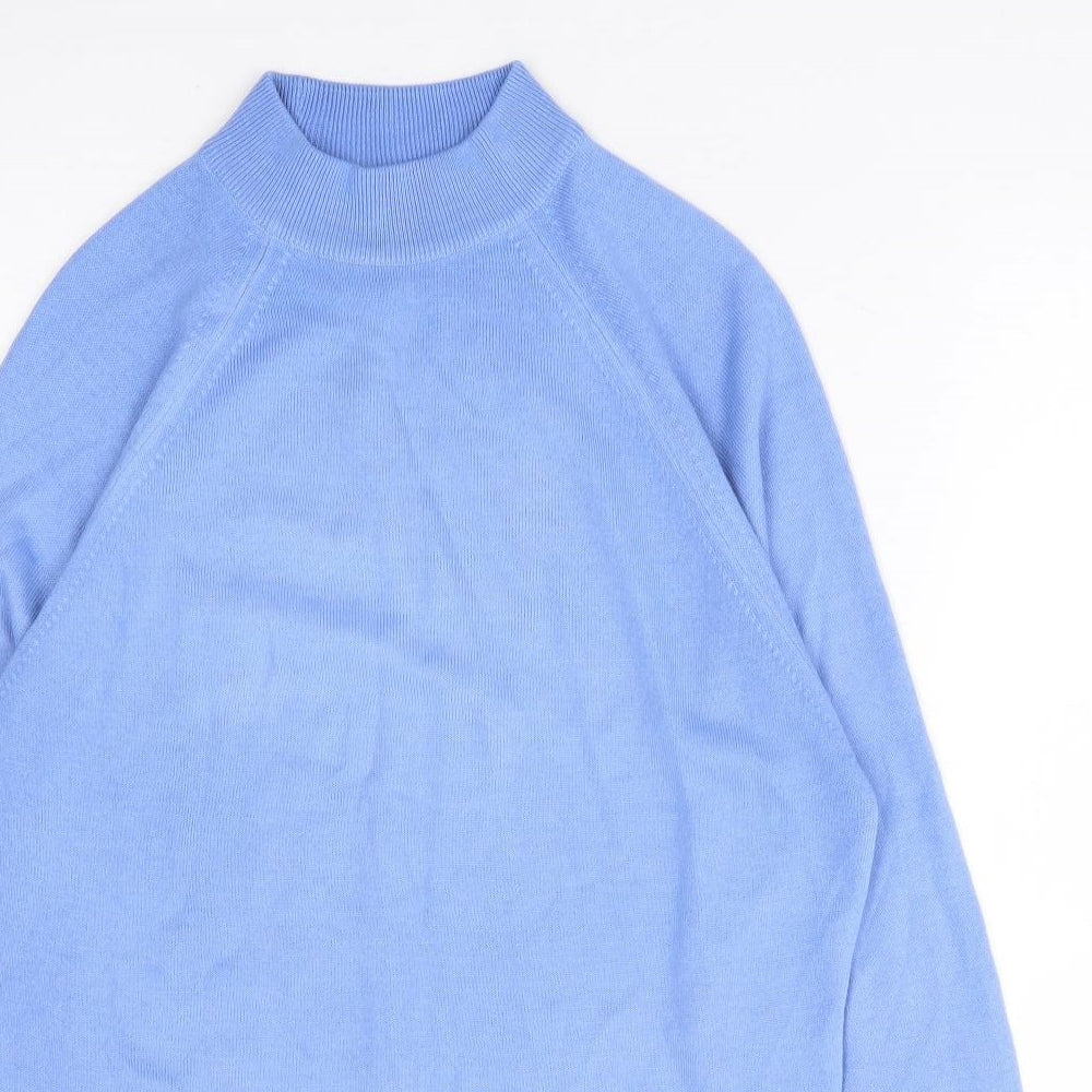 Littlewoods Womens Blue High Neck Acrylic Pullover Jumper Size 12