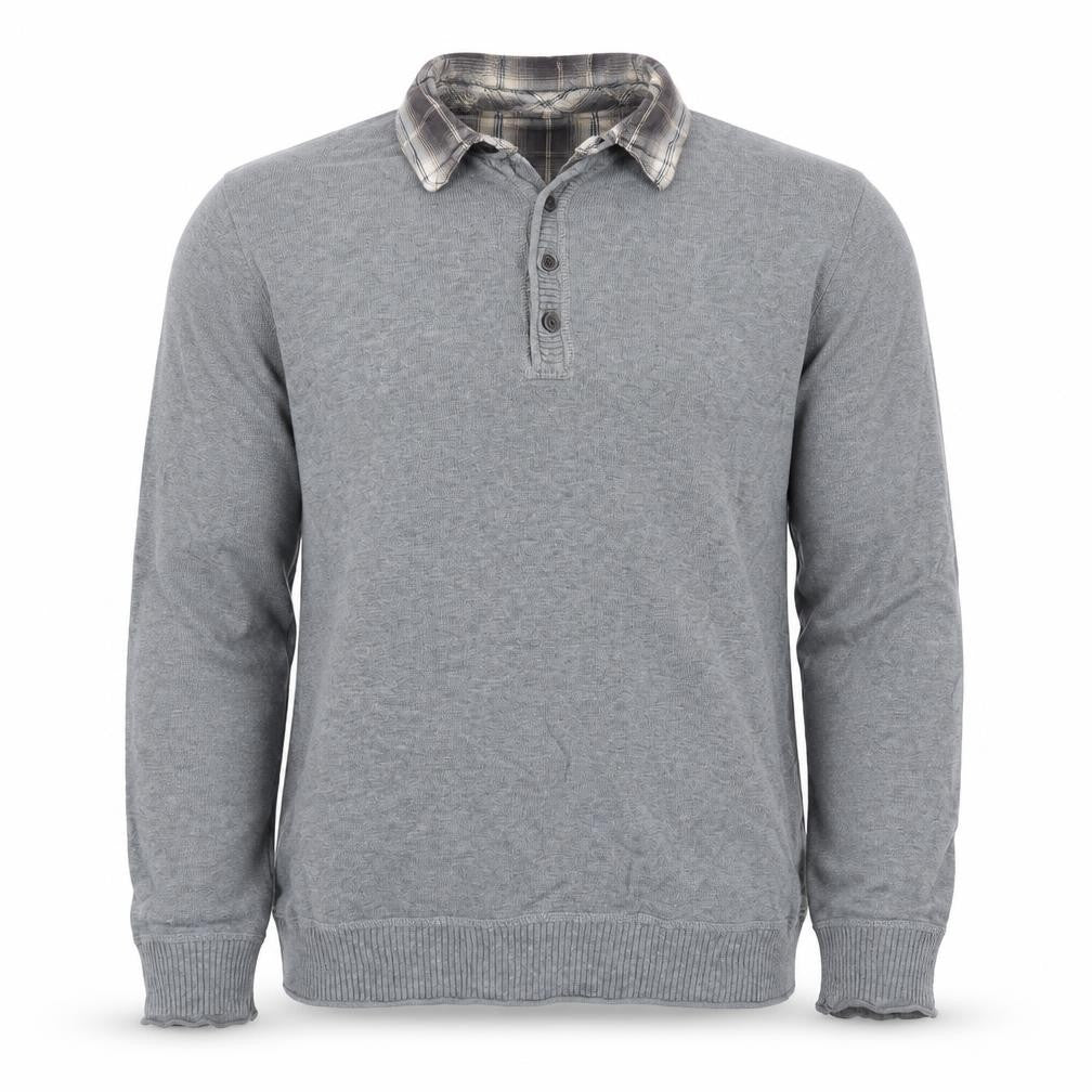 Marks and Spencer Mens Grey Collared Cotton Pullover Jumper Size M