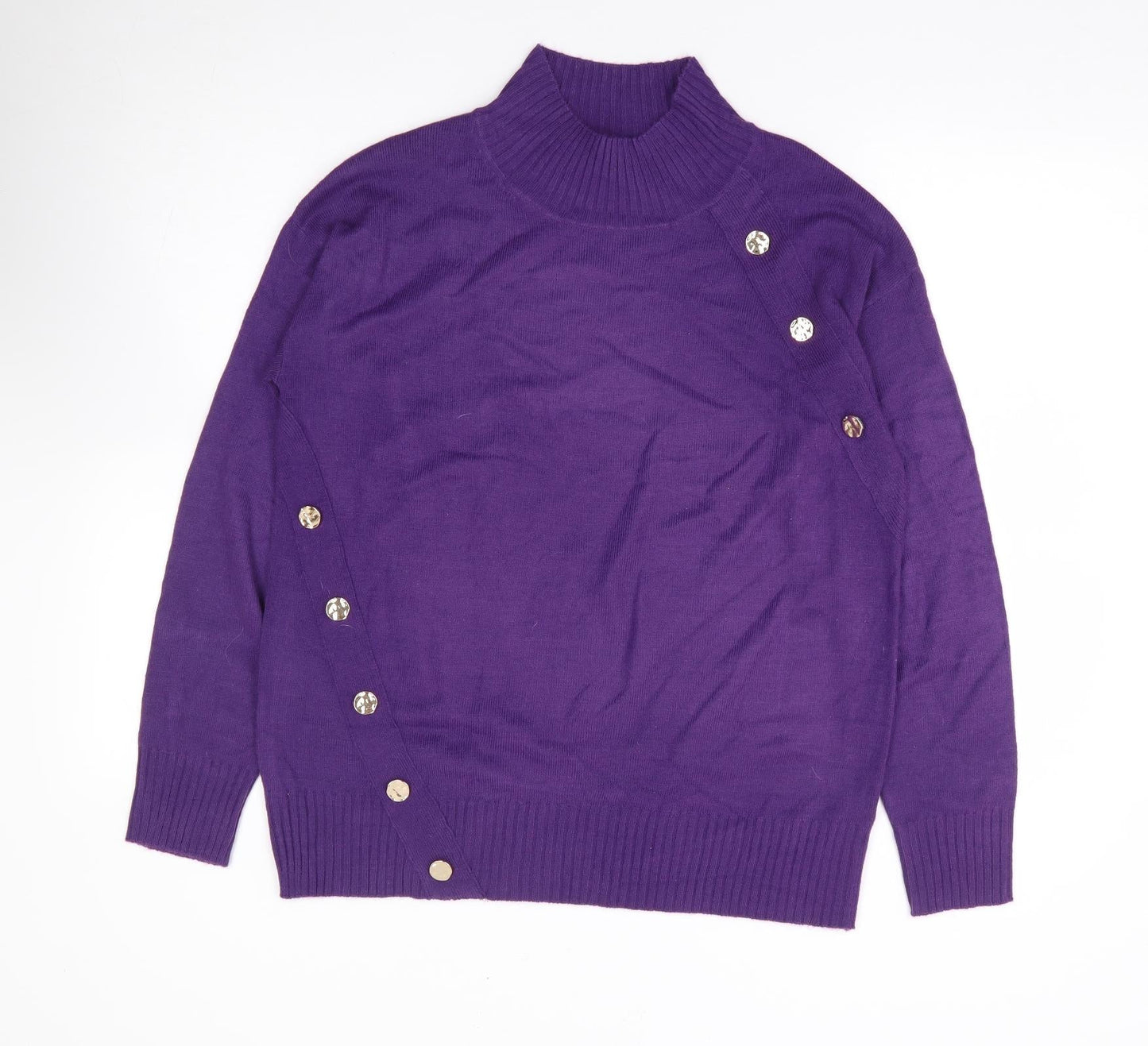 NEXT Womens Purple High Neck Acrylic Pullover Jumper Size S
