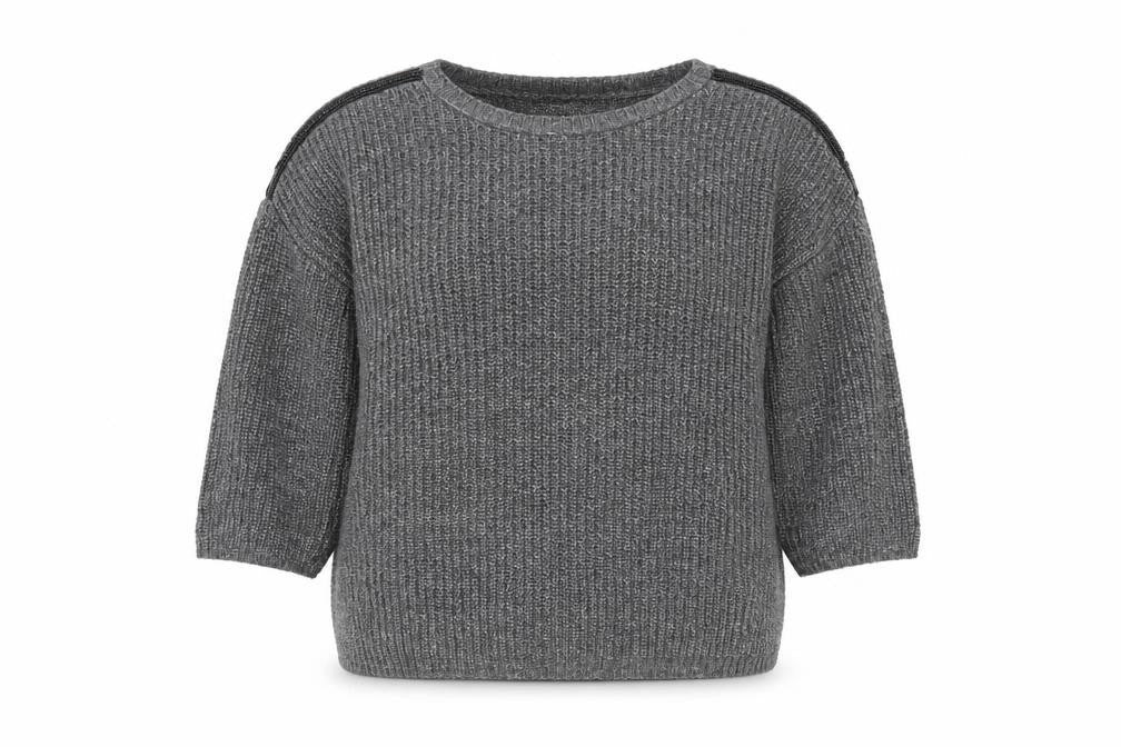 Marks and Spencer Womens Grey Round Neck Cotton Pullover Jumper Size 14