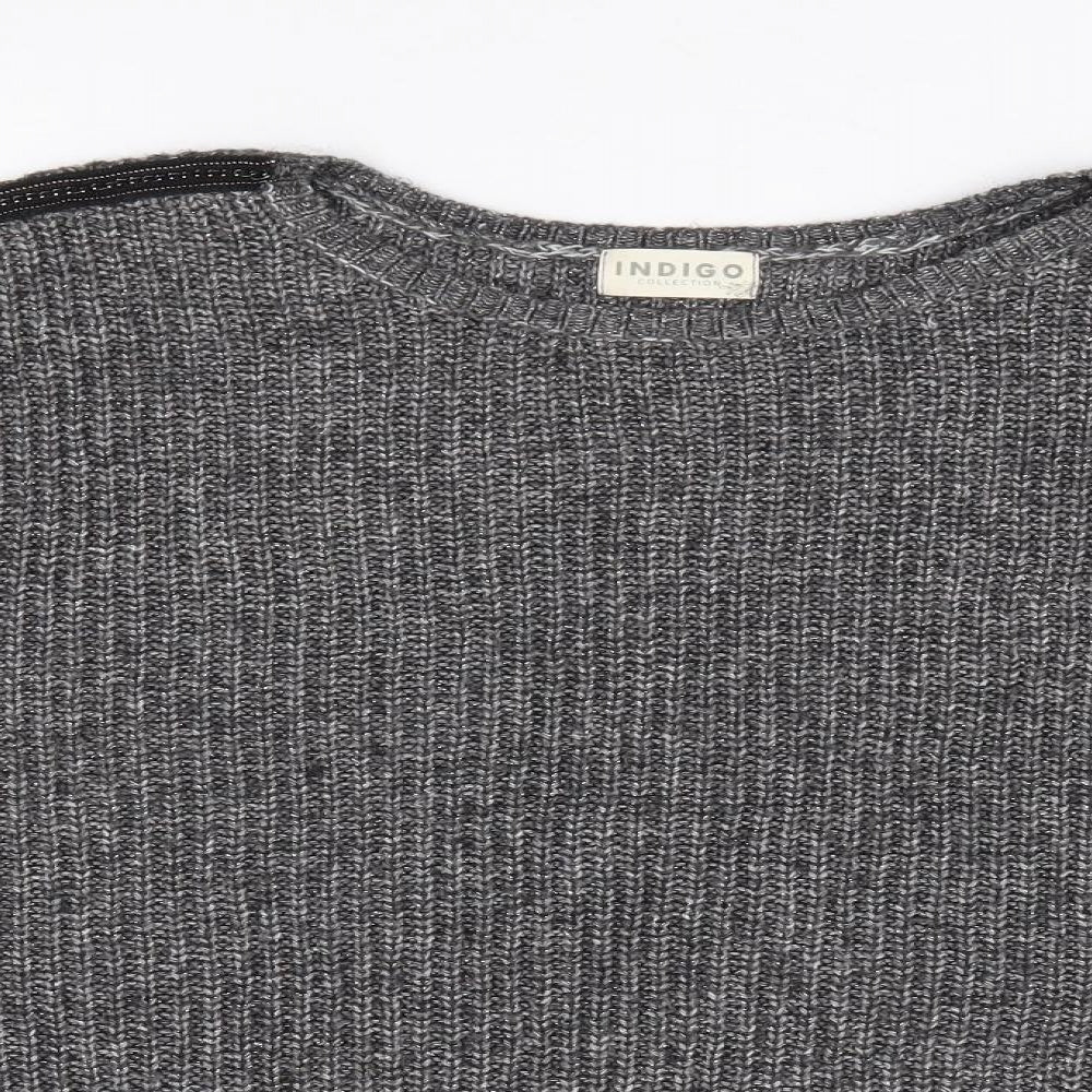 Marks and Spencer Womens Grey Round Neck Cotton Pullover Jumper Size 14
