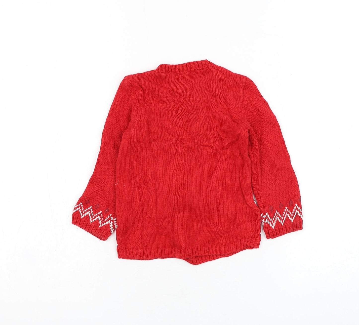 NEXT Boys Red Cotton Pullover Jumper Size 12-18 Months Pullover - Christmas, Reindeer