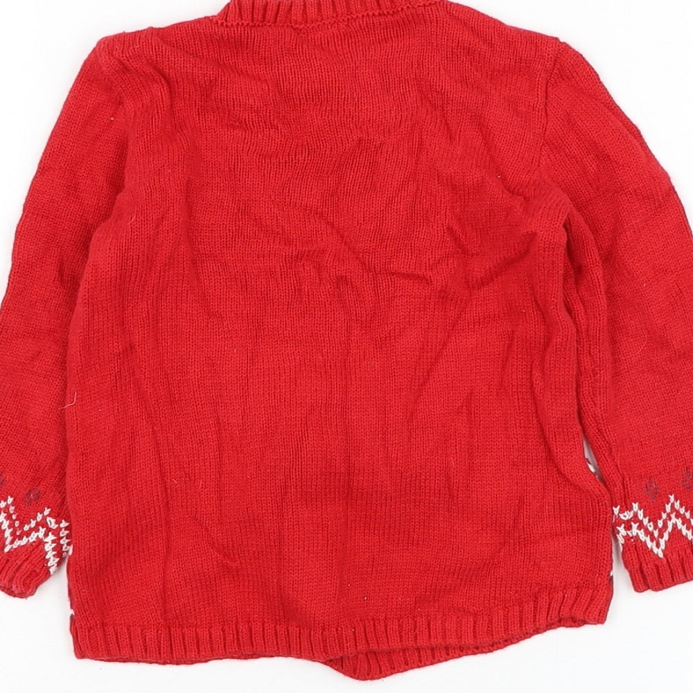 NEXT Boys Red Cotton Pullover Jumper Size 12-18 Months Pullover - Christmas, Reindeer