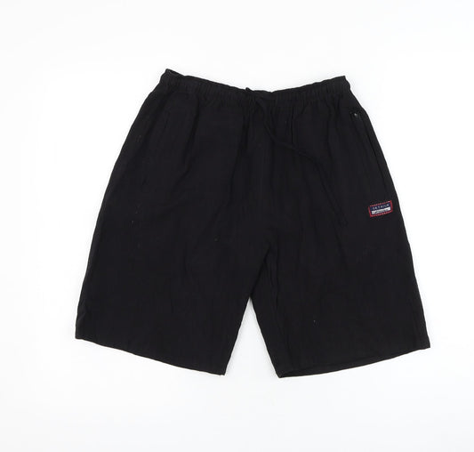 Get Rich Womens Black Polyester Sweat Shorts Size M L9 in Regular Drawstring