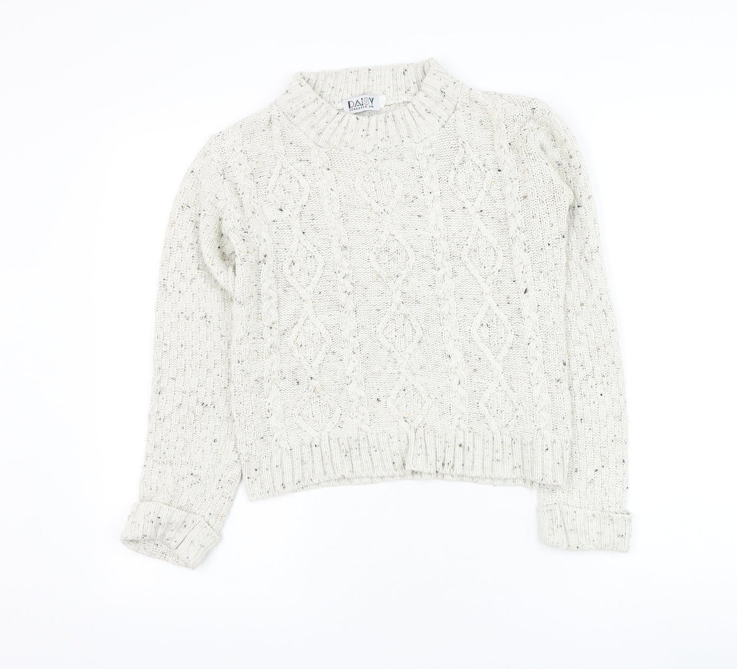Daisy Womens Ivory Round Neck Acrylic Pullover Jumper Size S