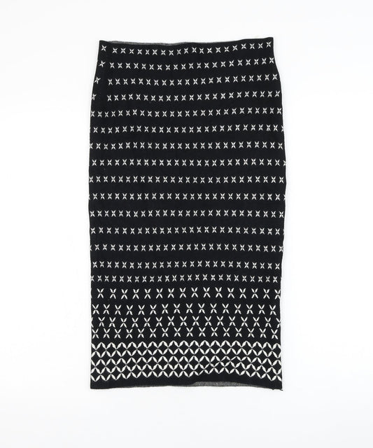 Max Studio Womens Black Geometric Viscose Straight & Pencil Skirt Size S