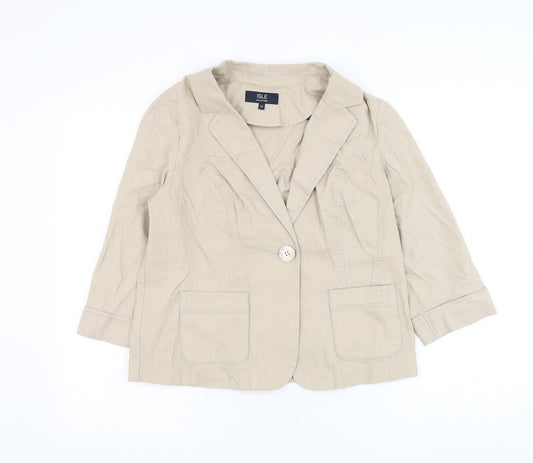 EWM Womens Beige Jacket Blazer Size 12 Button
