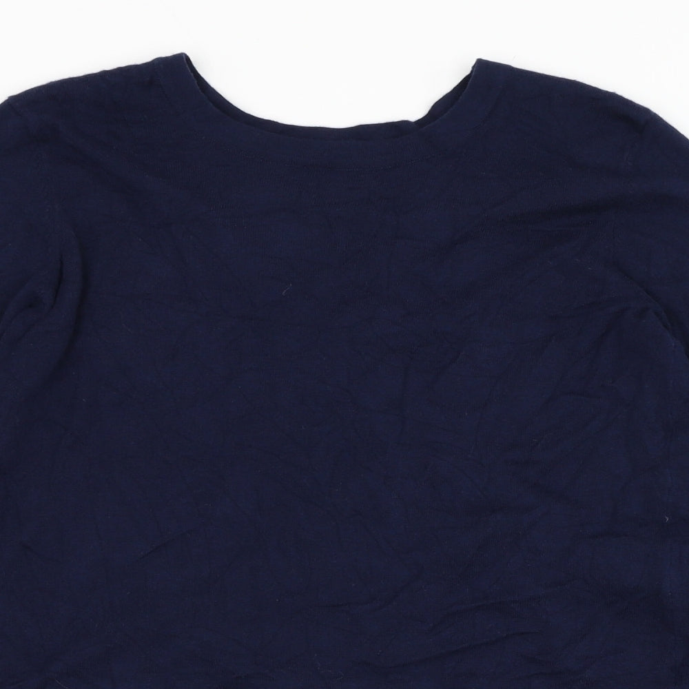 Preworn Womens Blue Round Neck Nylon Pullover Jumper Size M