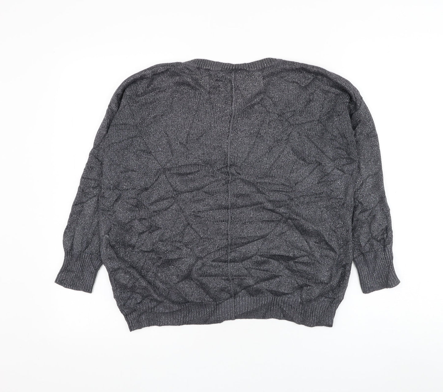Wallis Womens Grey Round Neck Viscose Pullover Jumper Size M