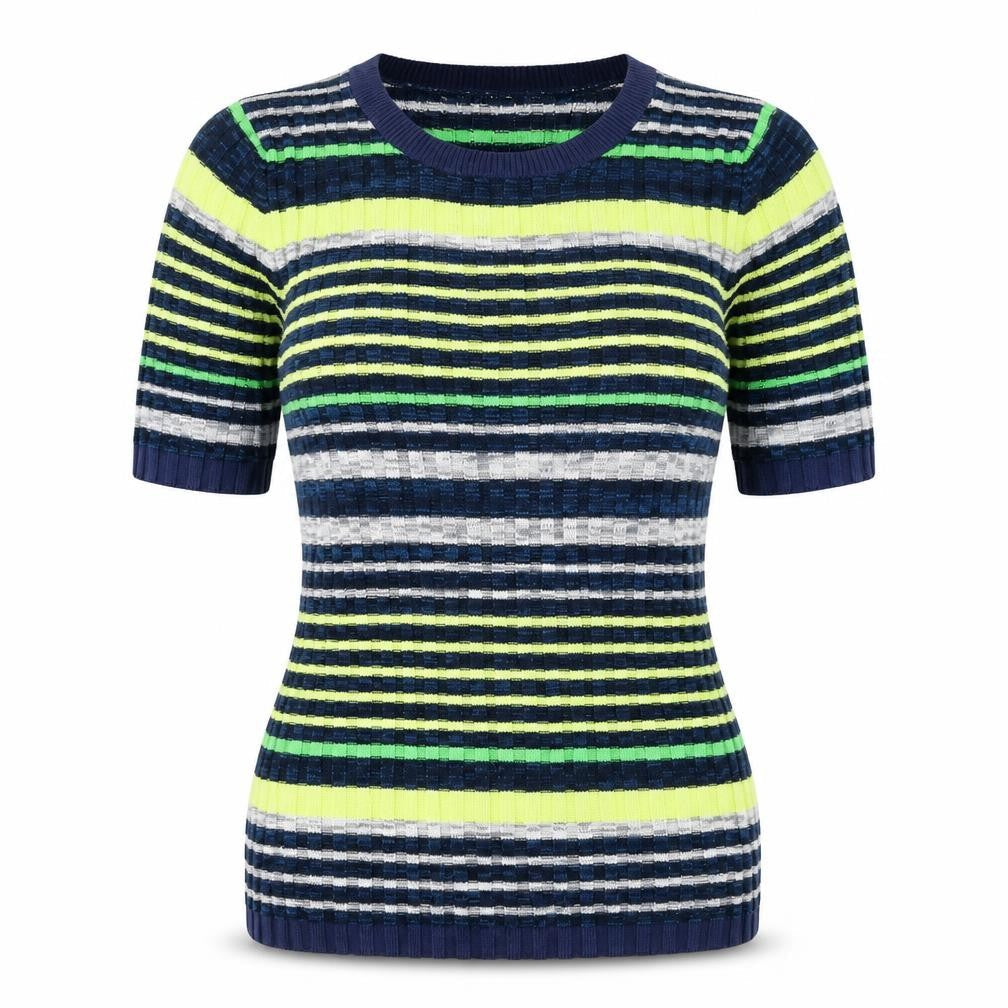 NEXT Womens Blue Round Neck Striped Viscose Pullover Jumper Size 10