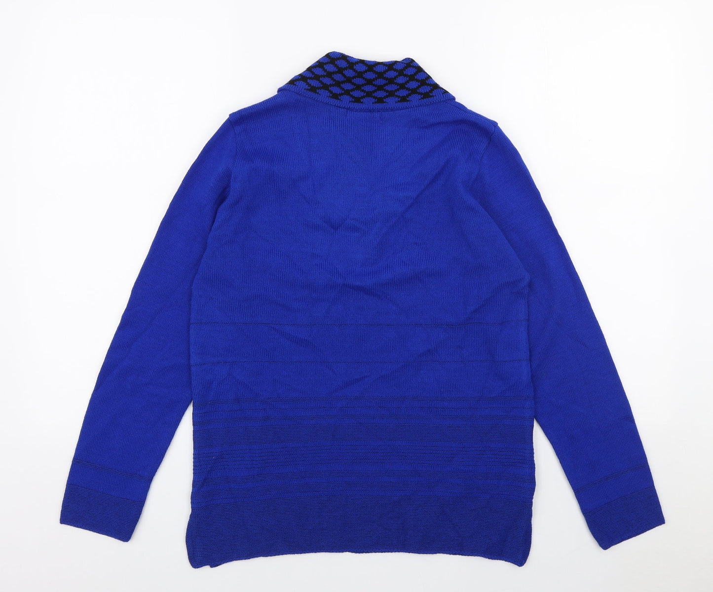 Envy Womens Blue Acrylic Basic Button-Up Size S Collared - Size S/M