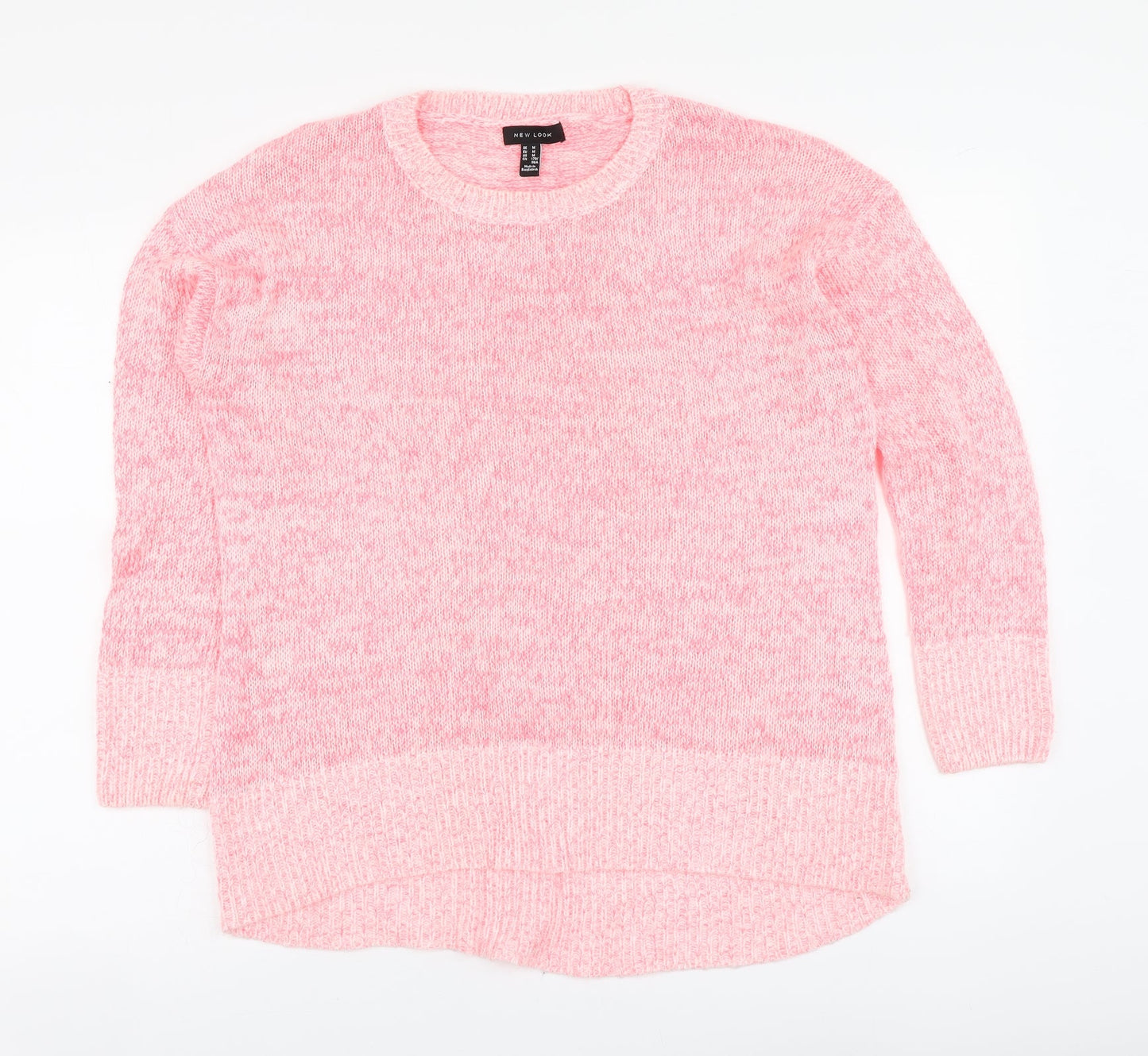 New Look Womens Pink Round Neck Acrylic Pullover Jumper Size M