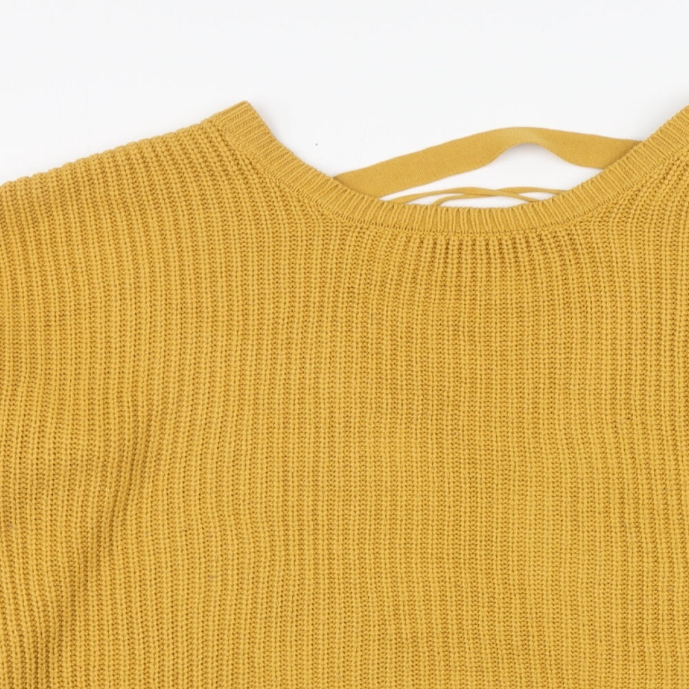 New Look Womens Yellow Round Neck Acrylic Pullover Jumper Size M