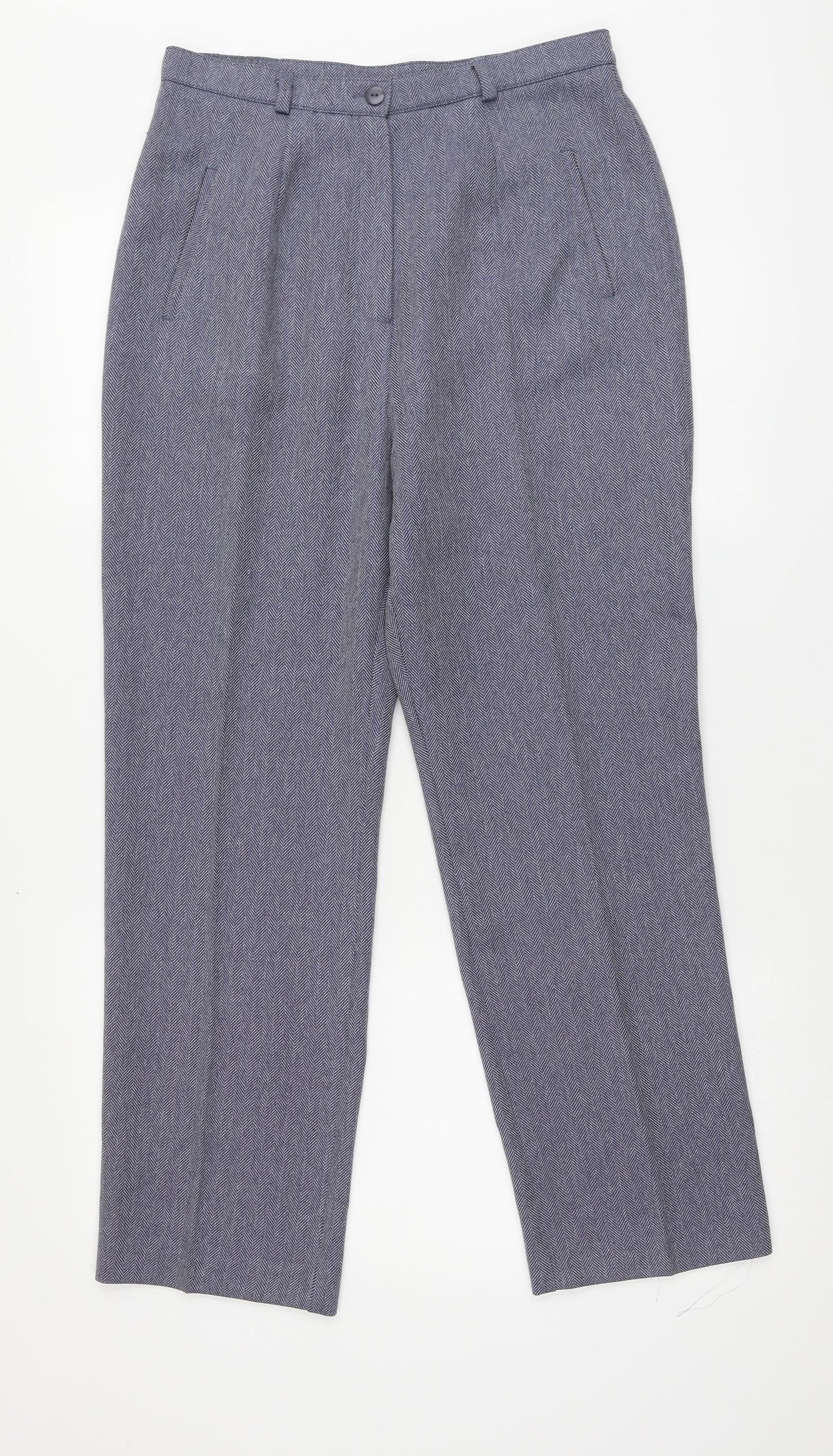 Berkertex Womens Blue Geometric Polyester Trousers Size 12 L26 in Regular