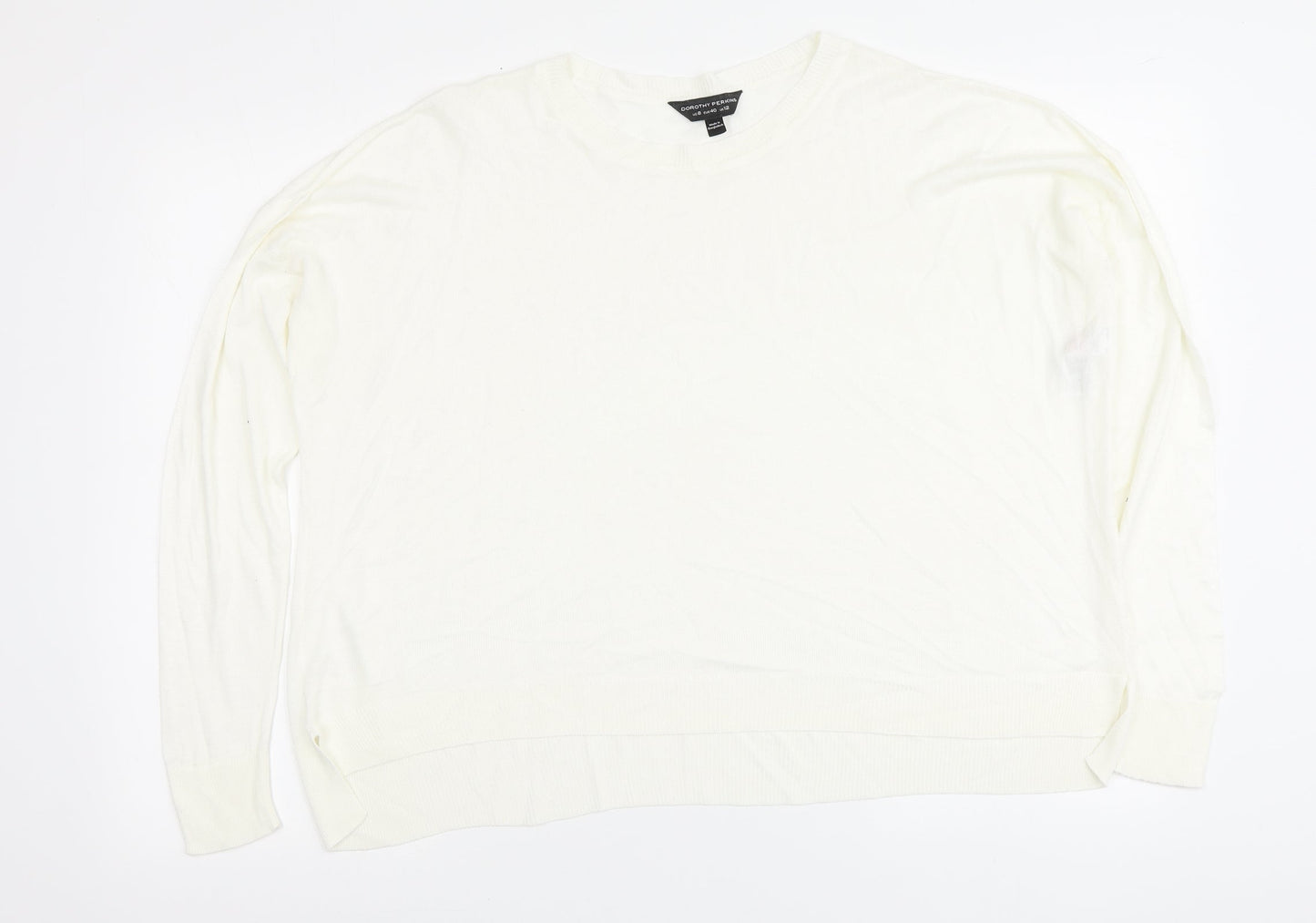 Dorothy Perkins Womens Ivory Round Neck Viscose Pullover Jumper Size 12