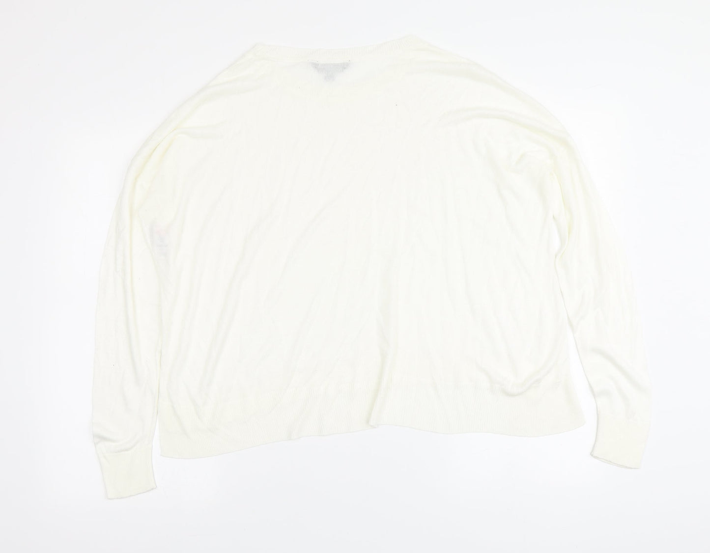 Dorothy Perkins Womens Ivory Round Neck Viscose Pullover Jumper Size 12