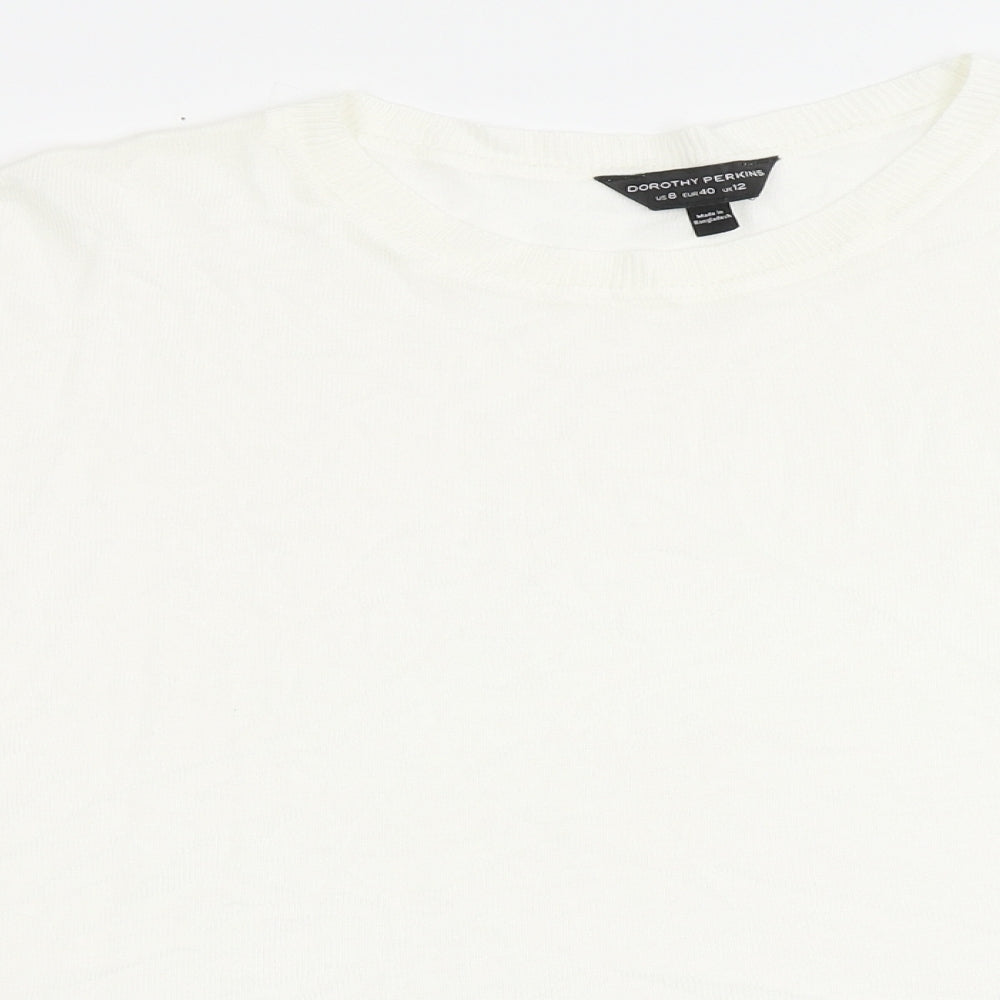 Dorothy Perkins Womens Ivory Round Neck Viscose Pullover Jumper Size 12