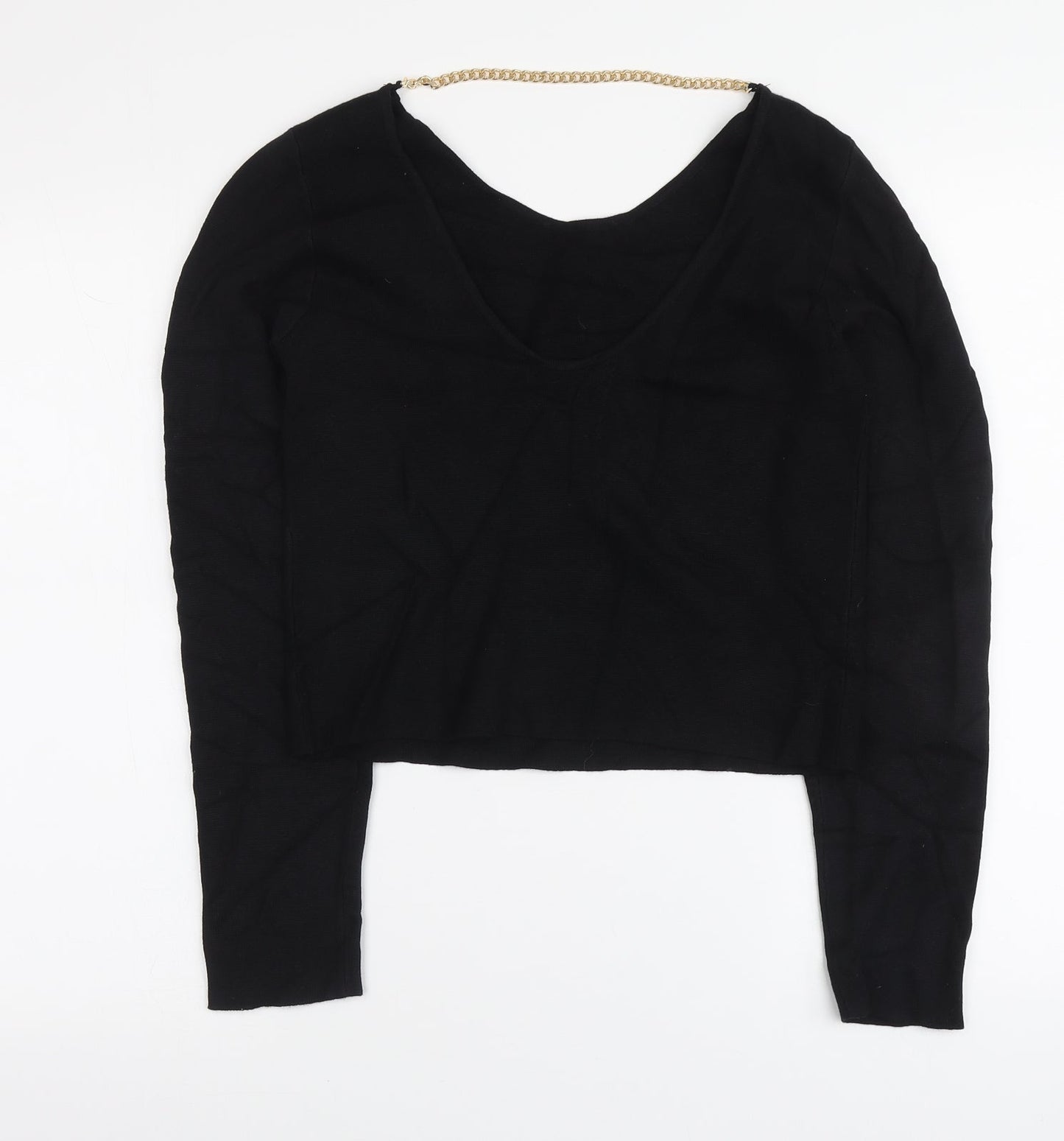Brave Soul Womens Black Round Neck Acrylic Pullover Jumper Size L