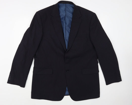 Marks and Spencer Mens Blue Striped Polyester Jacket Blazer Size 44