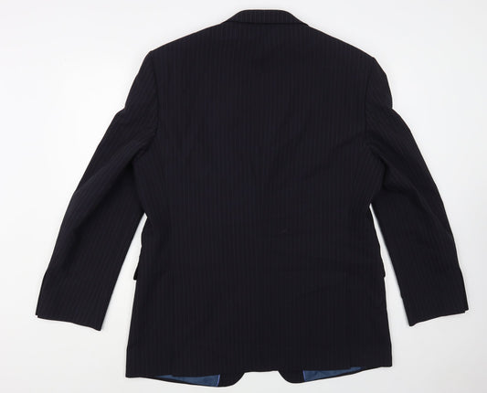 Marks and Spencer Mens Blue Striped Polyester Jacket Blazer Size 44