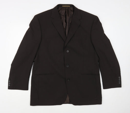 NEXT Mens Brown Striped Polyester Jacket Blazer Size 42