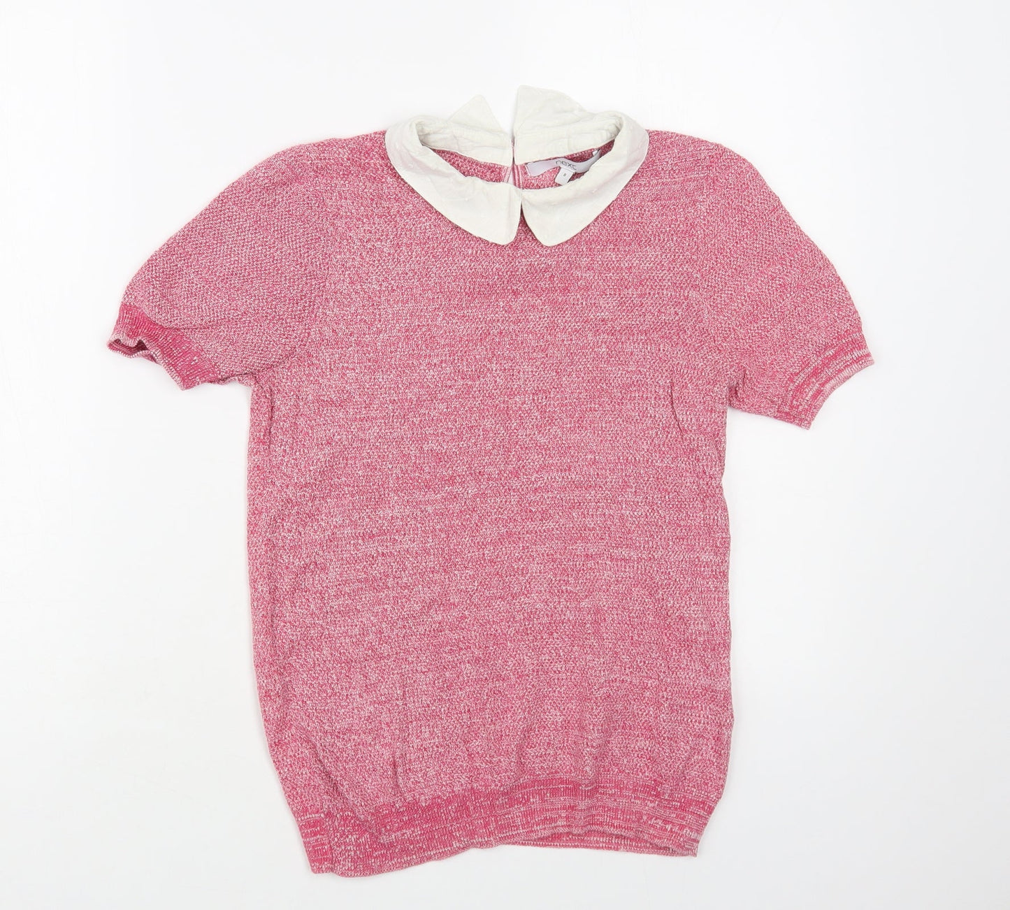 NEXT Womens Pink Collared Cotton Pullover Jumper Size 8