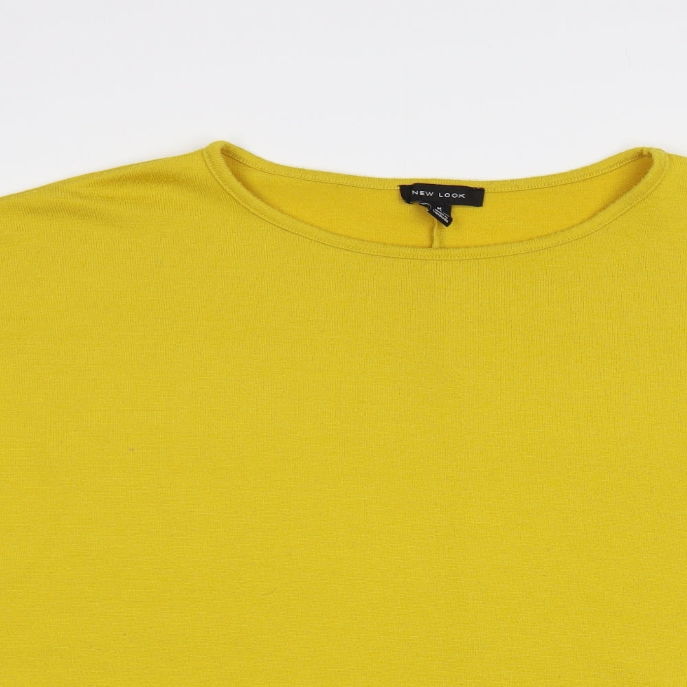 New Look Womens Yellow Boat Neck Polyester Pullover Jumper Size M