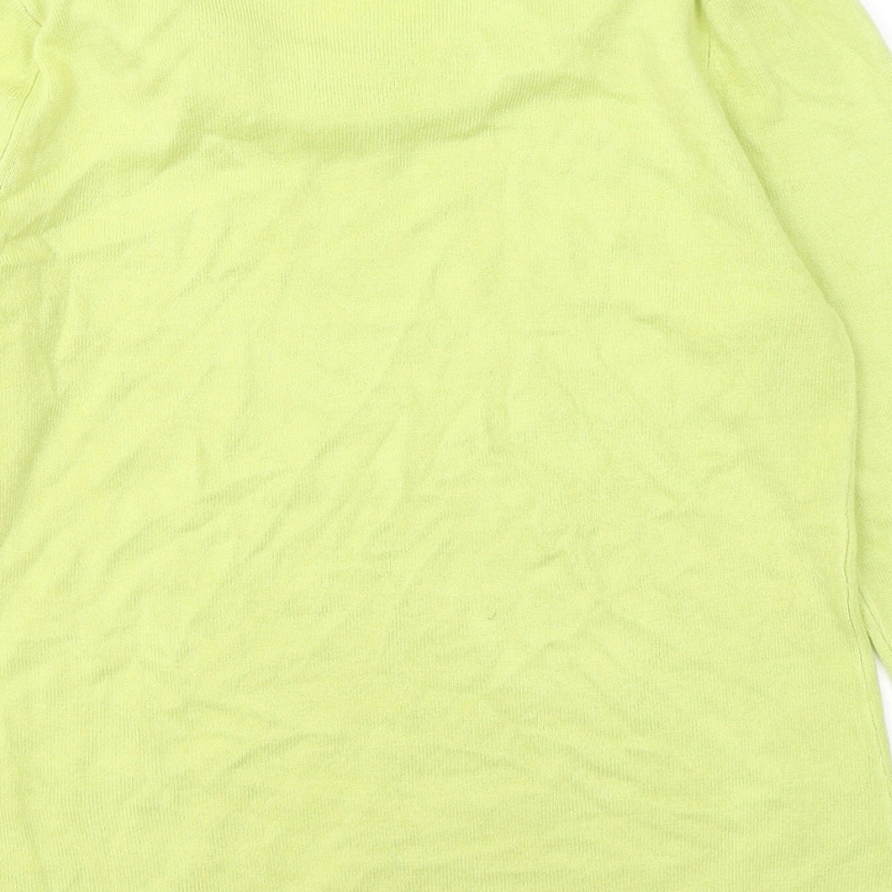 Per Una Womens Green Round Neck Acrylic Pullover Jumper Size 10 - Flowers