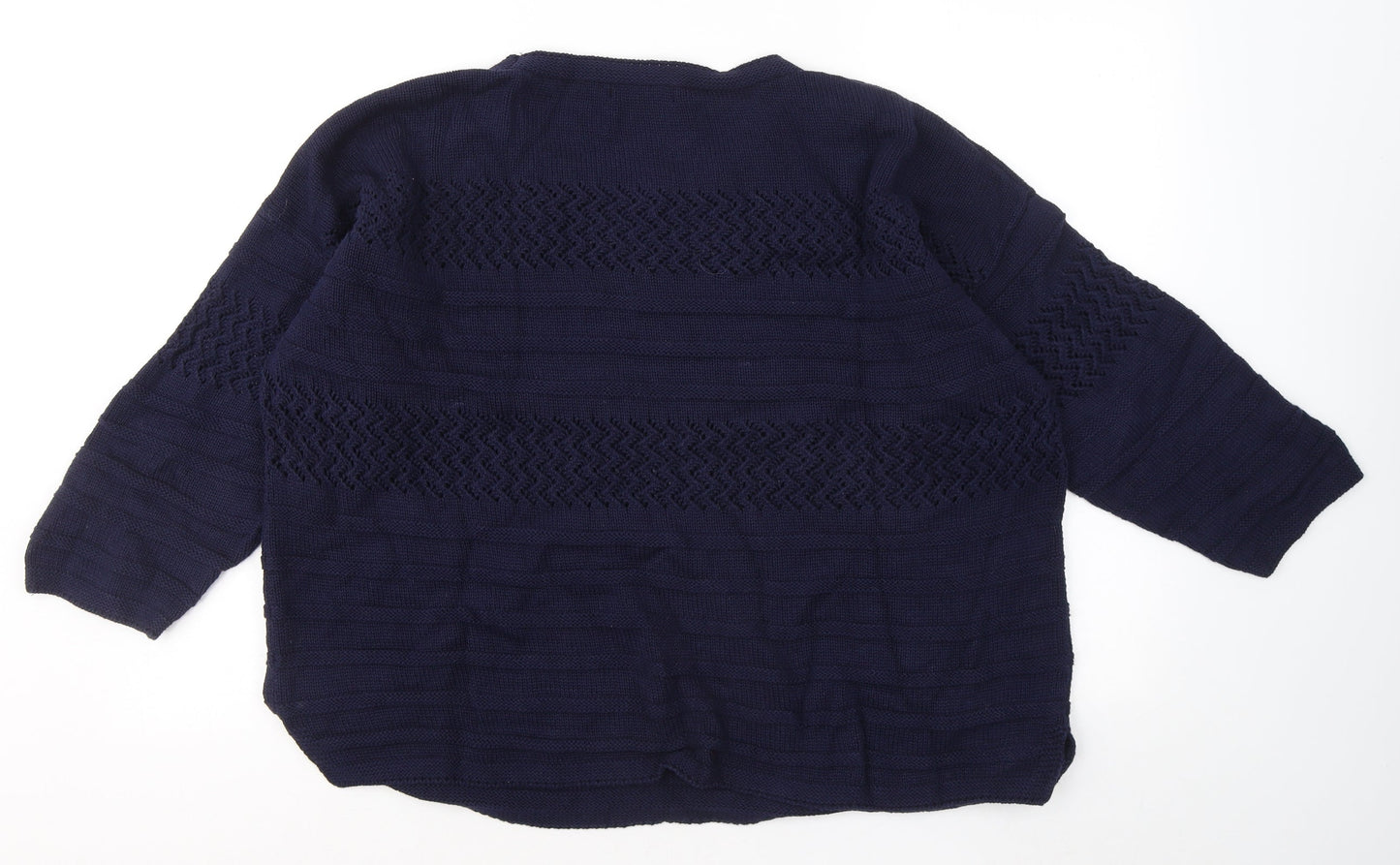 Bonmarché Womens Blue Round Neck Cotton Pullover Jumper Size L