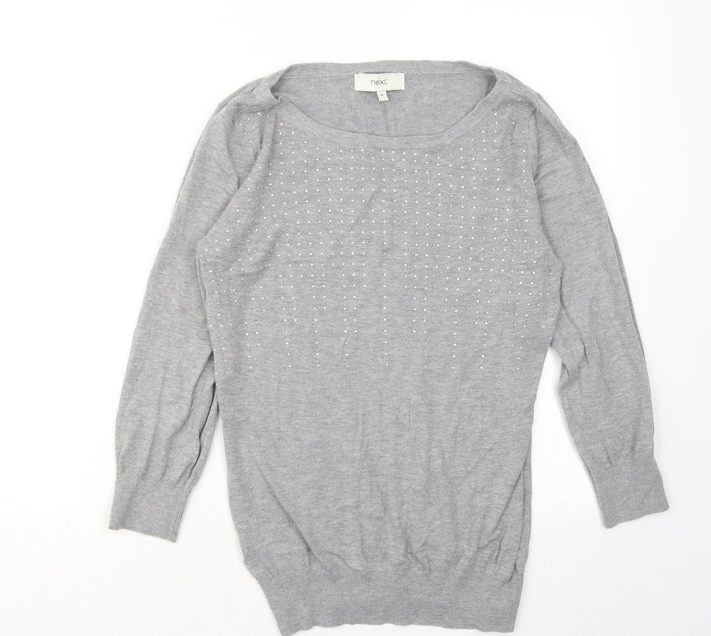 NEXT Womens Grey Round Neck Cotton Pullover Jumper Size 10