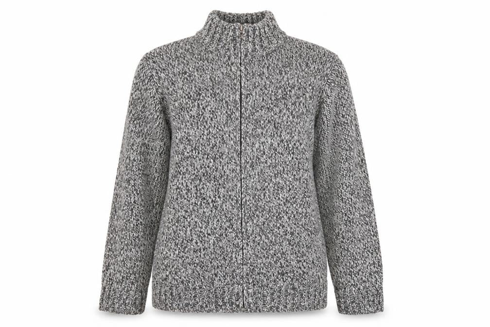 Casual Club Womens Grey Mock Neck Acrylic Full Zip Jumper Size 14