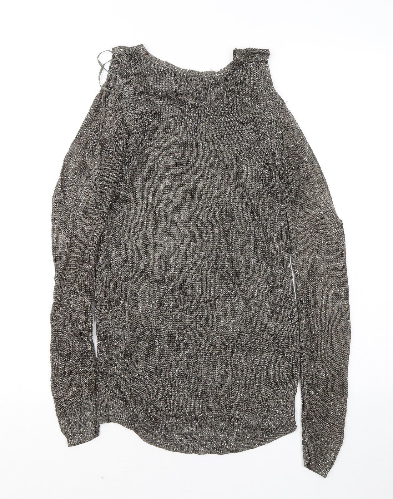 NEXT Womens Gold V-Neck Viscose Pullover Jumper Size 10