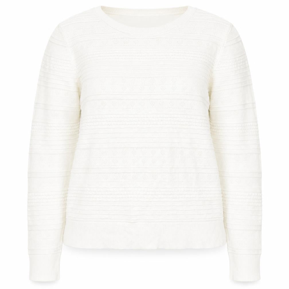 Oasis Womens White Round Neck Viscose Pullover Jumper Size M