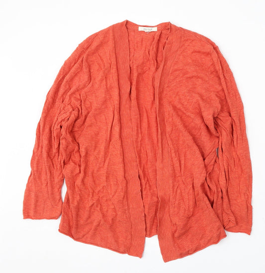 White Stuff Womens Orange V-Neck Cotton Cardigan Jumper Size 18
